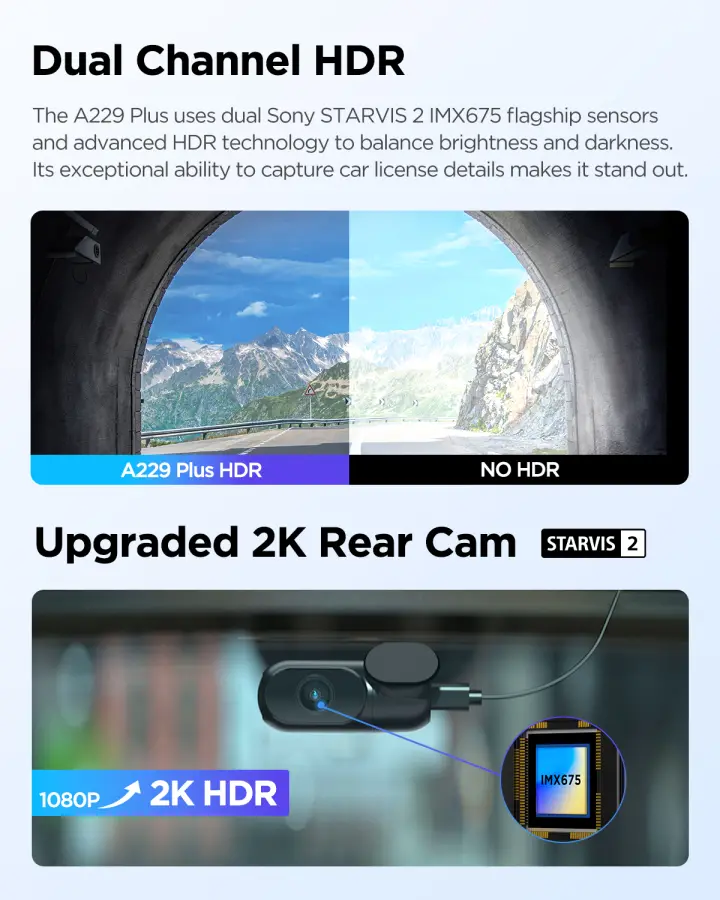 VIOFO A229 PLUS Car Dvr 2K HDR Video Recorder 5GHZ WI-FI GPS Voice Control Dash Camera With Buffered parking mode Night — view 4