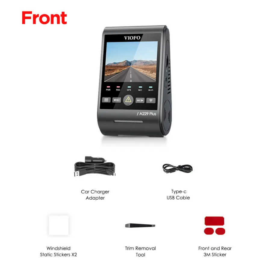 VIOFO A229 PLUS Car Dvr 2K HDR Video Recorder 5GHZ WI-FI GPS Voice Control Dash Camera With Buffered parking mode Night — view 7