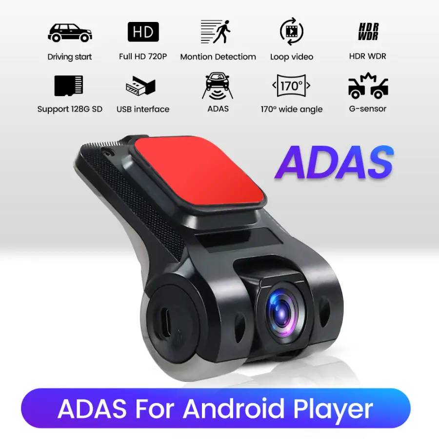 ADAS Car Dash Cam 170 Degree Wide Angle Car Front Camera Video Recorder Dashcam USB For Android DVR Auto Recorder Night — view 1