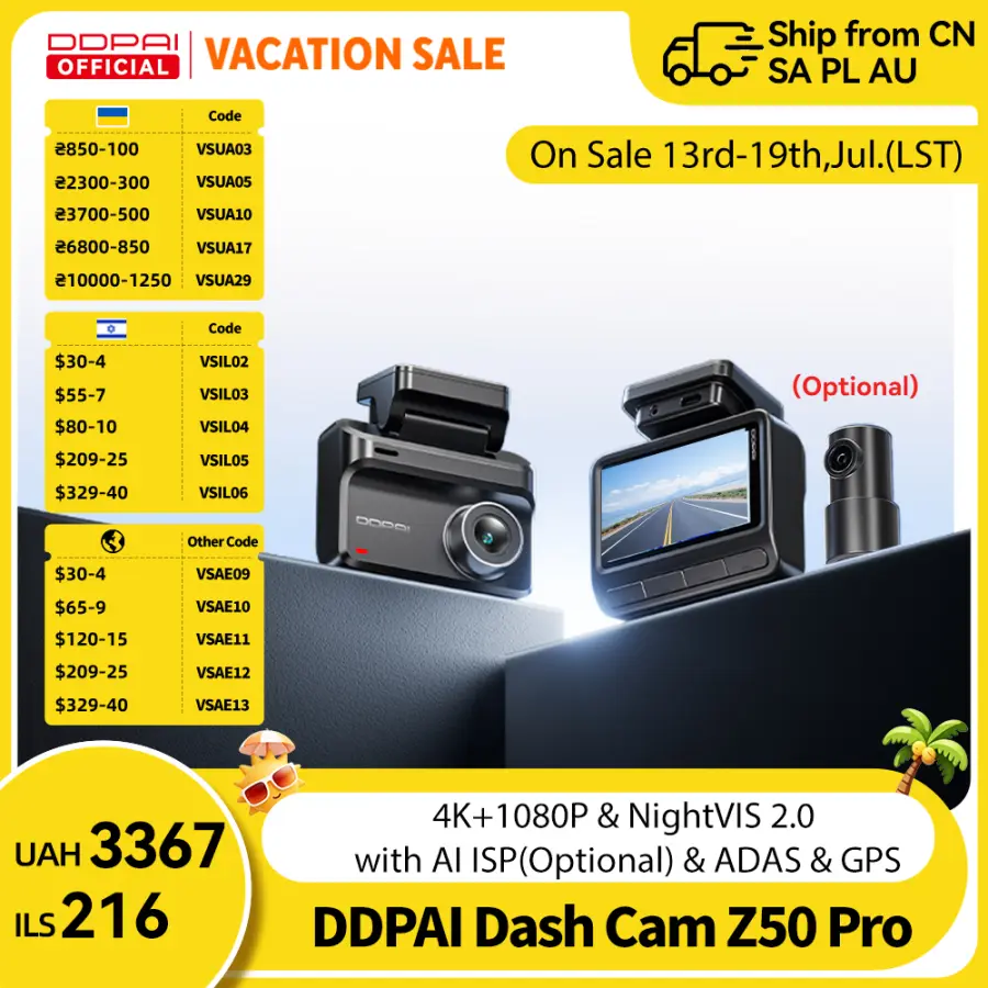 DDPAI Dash Cam Z50 Pro 4K Car DVR Night Vision 5GHz Wi-Fi GPS ADAS 24h Parking Mode Support Front and Rear Camera — view 1