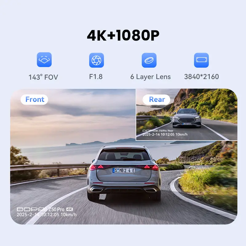 DDPAI Dash Cam Z50 Pro 4K Car DVR Night Vision 5GHz Wi-Fi GPS ADAS 24h Parking Mode Support Front and Rear Camera — image 4