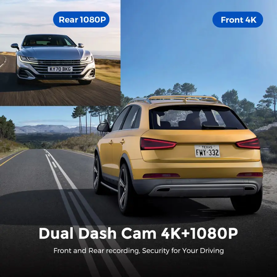 UHD 4K WiFi Dash Cam Dual Lens Driving Recorder Car DVR Optional 1080P Rear Lens Camera GPS 24H Parking Monitoring Black Box — image 3