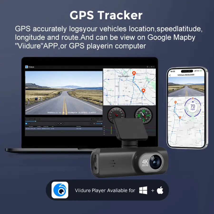 UHD 4K WiFi Dash Cam Dual Lens Driving Recorder Car DVR Optional 1080P Rear Lens Camera GPS 24H Parking Monitoring Black Box — image 6