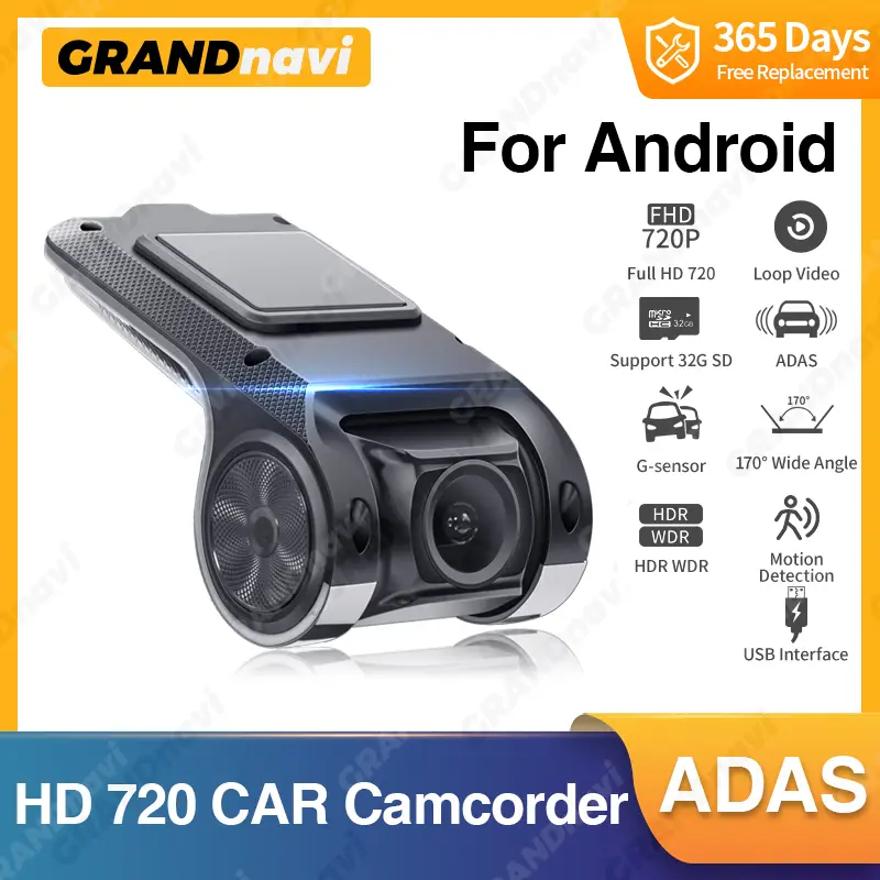 Grandnavi HD Car DVR Dash Cam ADAS Video 720P USB TF Card 16G/32G Auto Recorder for Android Multimedia Player DVD Voice — view 1