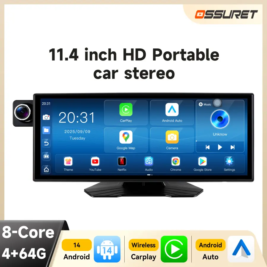 12V-24V Universal 8core Android Car Radio Multimedia Player Wireless Carplay Android Auto GPS Touch Screen Recorder AUX — view 1
