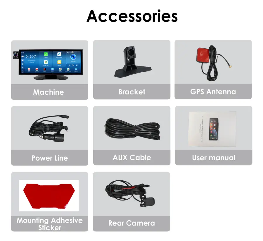 12V-24V Universal 8core Android Car Radio Multimedia Player Wireless Carplay Android Auto GPS Touch Screen Recorder AUX DVR Dash — image 7