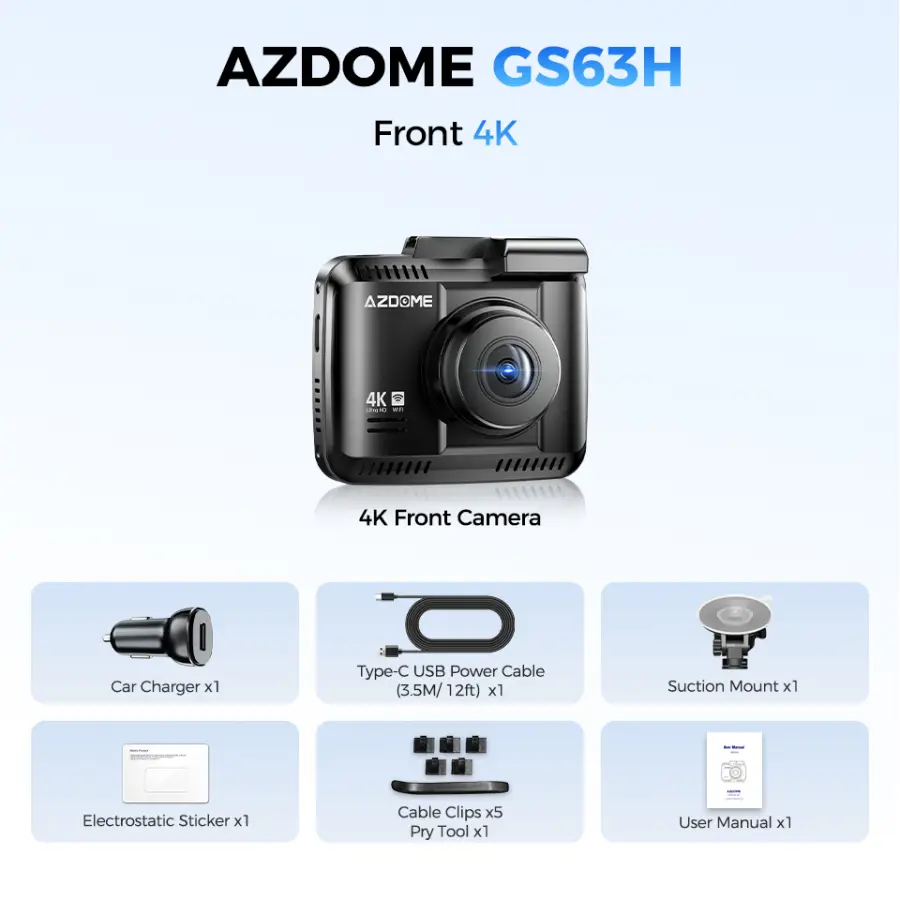 AZDOME Dash Cam GS63H 4K Built-In GPS Wi-Fi Dash Car Camera with Starvis 2.4" Screen WDR Night Vision Car DVR Parking Mo — view 7
