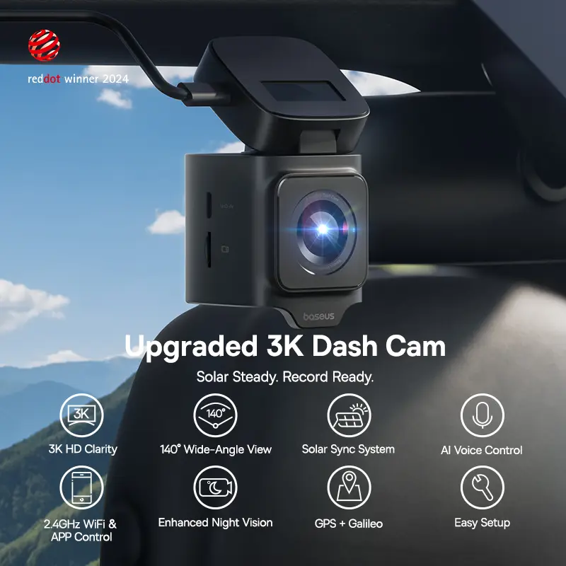 Baseus 3K Dash Cam VD1 Front and Rear Cam HD Built-in GPS Galileo Supercapacitor Car DVR Car Camera Recorder Support 24H Parking — image 3