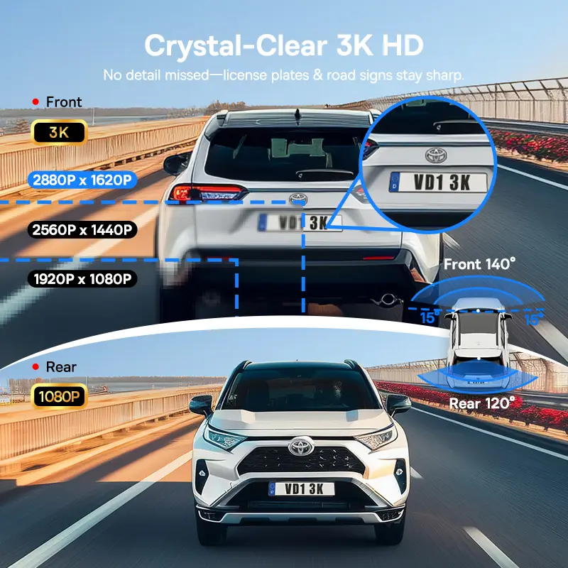Baseus 3K Dash Cam VD1 Front and Rear Cam HD Built-in GPS Galileo Supercapacitor Car DVR Car Camera Recorder Support 24H Parking — image 4