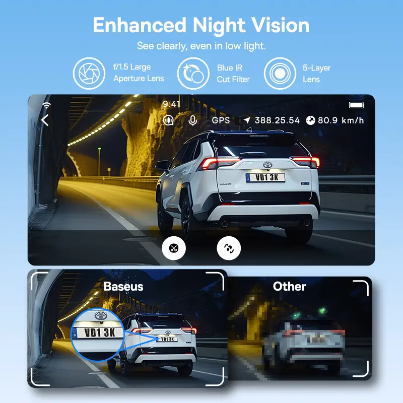 Baseus 3K Dash Cam VD1 Front and Rear Cam HD Built-in GPS Galileo Supercapacitor Car DVR Car Camera Recorder Support 24H Parking — image 5