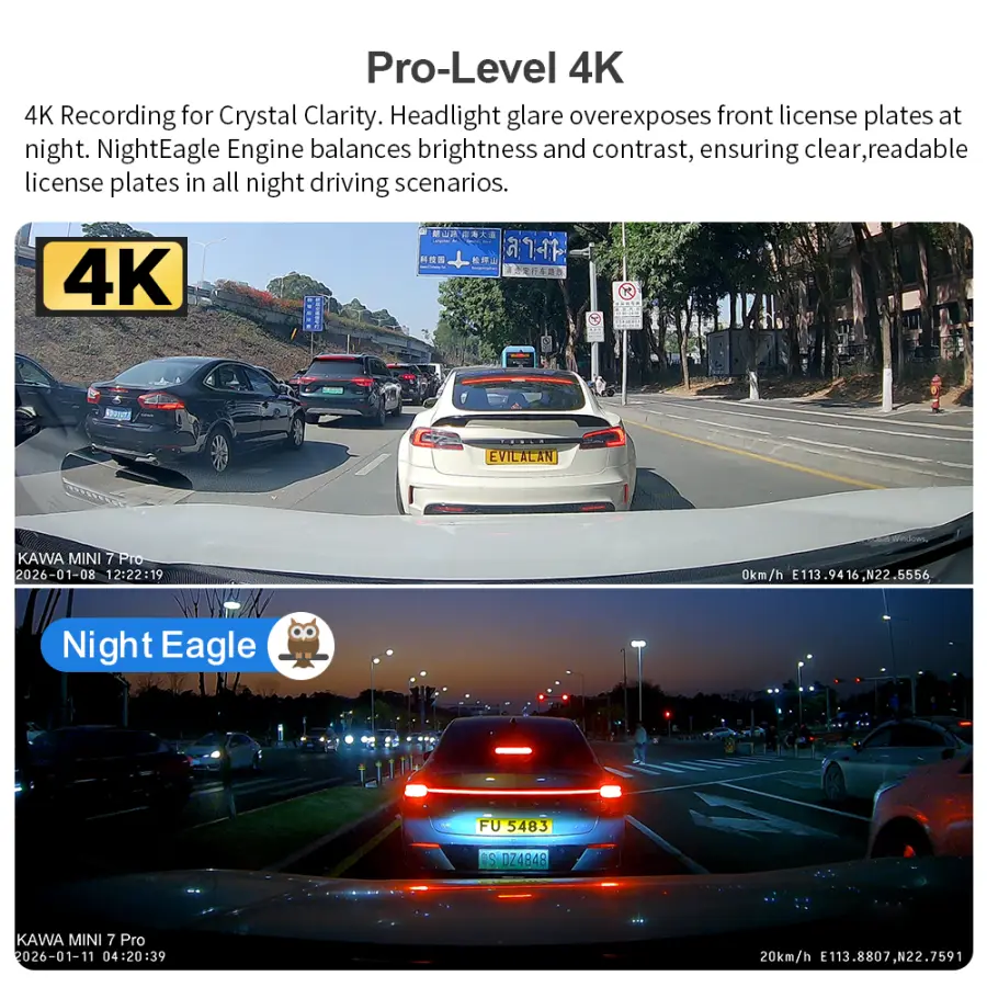 KAWA 4K Front Dash cam MINI 7 Pro,WiFi Car Camera with APP/Voice Control/WIFI6/GPS, AUTO Video Recorder,Dashcam,HDR,Dash camera — image 3