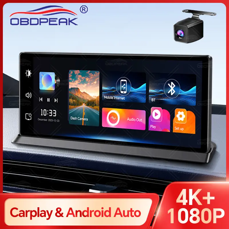 K2 Pro 11.3" Car DVR 4K Camera Wireless Carplay Android auto Ai Screen Dash Cam Dual Len Video Recorder GPS Navigation D — view 1