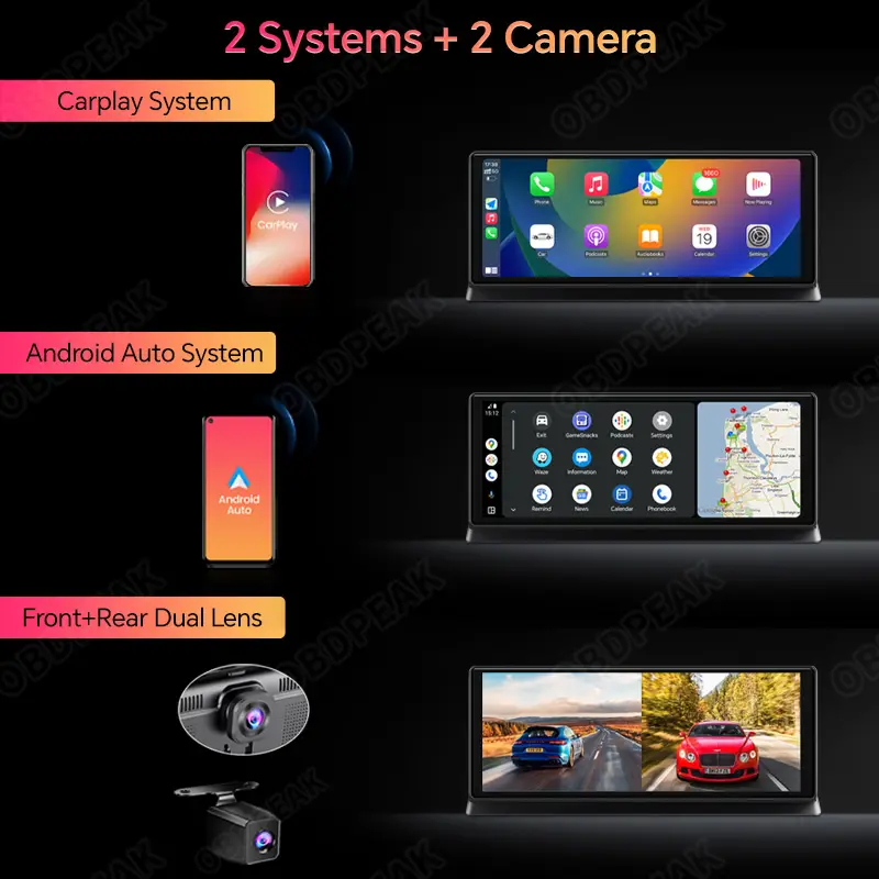 K2 Pro 11.3" Car DVR 4K Camera Wireless Carplay Android auto Ai Screen Dash Cam Dual Len Video Recorder GPS Navigation Dashboard — image 3