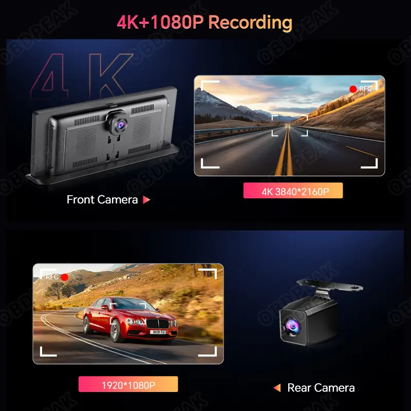 K2 Pro 11.3" Car DVR 4K Camera Wireless Carplay Android auto Ai Screen Dash Cam Dual Len Video Recorder GPS Navigation Dashboard — image 6