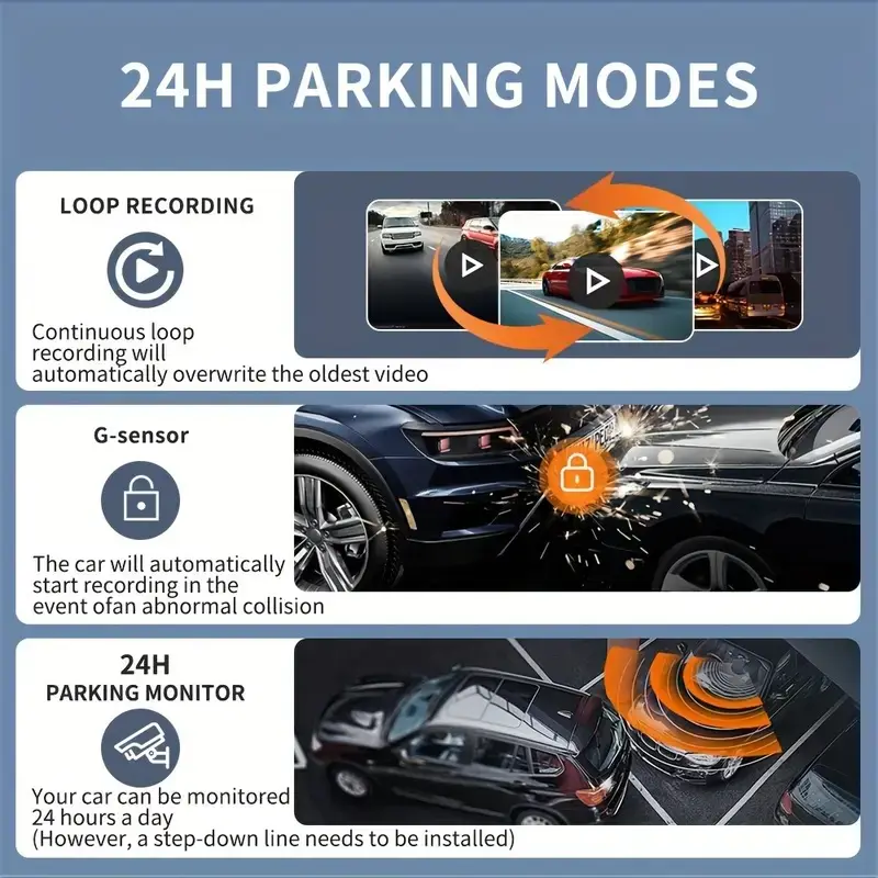 360° Car DVR Dash Cam 4 Lens Front Rear Left Right Inside IPS Screen Rotatable Lens Night Vision 24H Parking G-Sensor Bl — view 6