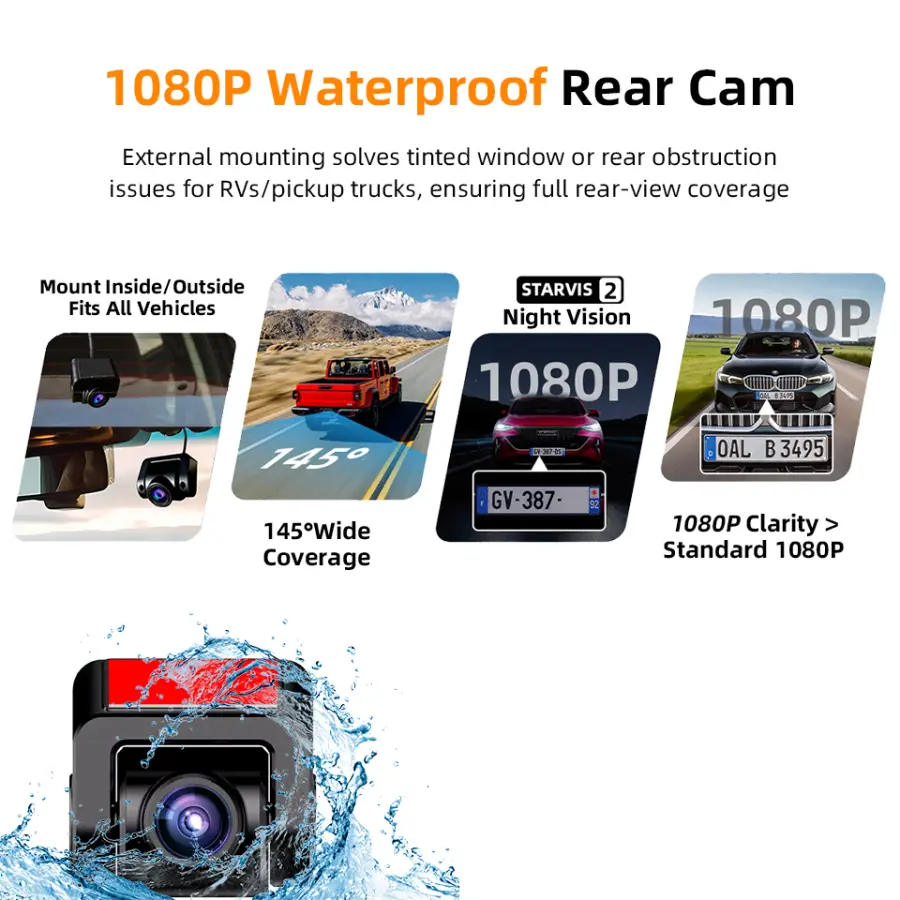 Acceo 4G LTE Car Dashcam with GPS Tracking 2K Front and Rear Camera Collision Warning and Live View Human Detection Car Recorder — image 5