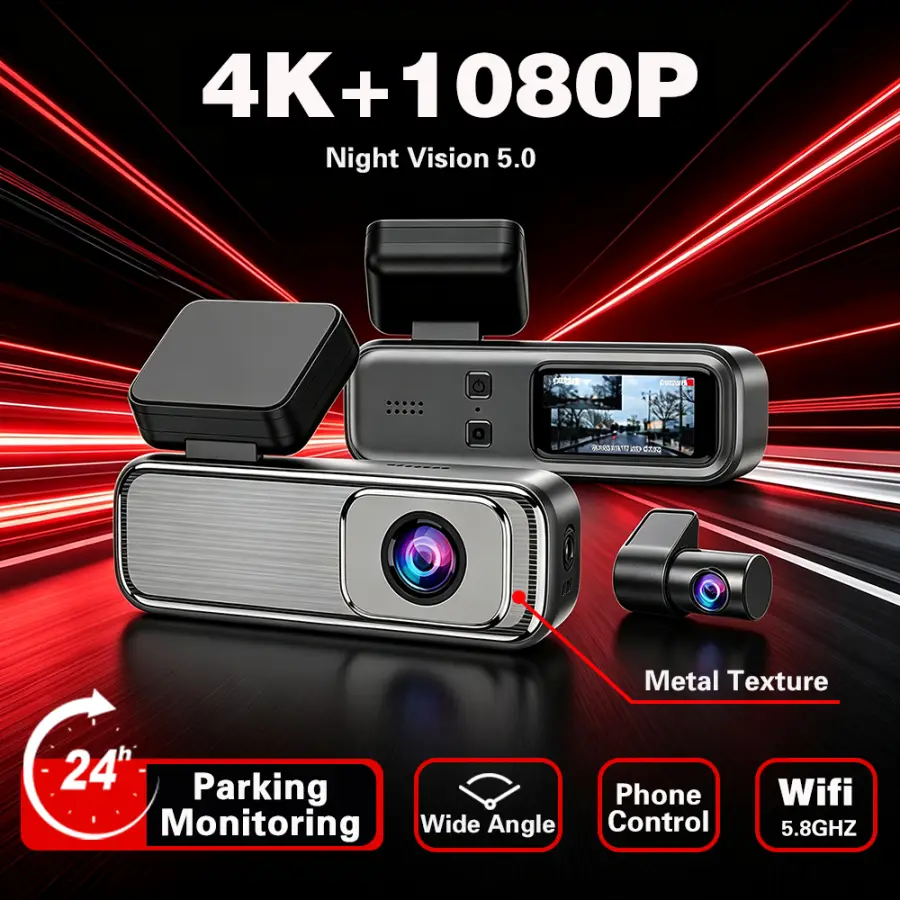 New 2026 Q6 4K Dual Lens Dash Cam Front 4K+Rear 1080P Car DVR HDR Driving Recorder Supercapacitor WiFi 24H Parking Monit — view 1
