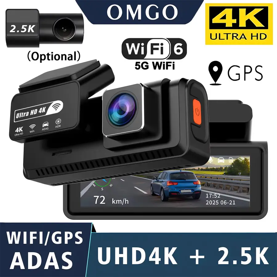 ADAS Dash Cam 4K+2.5K GPS WIFI 24H Night Vision Mini Optional Rear Lens Dashcam Car DVR Video Recorder Camera For Car Bl — view 1
