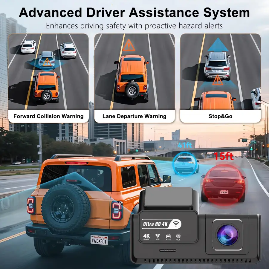 ADAS Dash Cam 4K+2.5K GPS WIFI 24H Night Vision Mini Optional Rear Lens Dashcam Car DVR Video Recorder Camera For Car Black Box — image 4