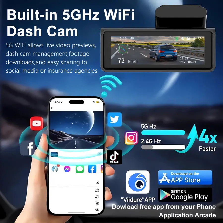 ADAS Dash Cam 4K+2.5K GPS WIFI 24H Night Vision Mini Optional Rear Lens Dashcam Car DVR Video Recorder Camera For Car Black Box — image 6