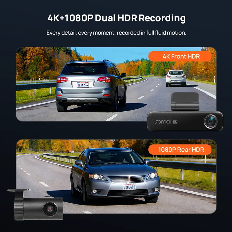 70mai Dash Cam 4K M800 eMMC 128GB HDR Built-in GPS ADAS 24H Parking Monitor LTE 4G Compatible Voice Control Car DVR 70mai M800 — image 3