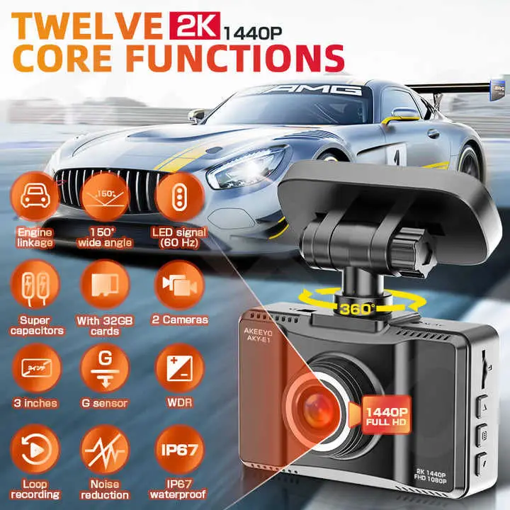 AKEEYO 4k the New Car Video Hd Recorder Camera Dash Cam 3 Channel Portable Dash Cam — image 4