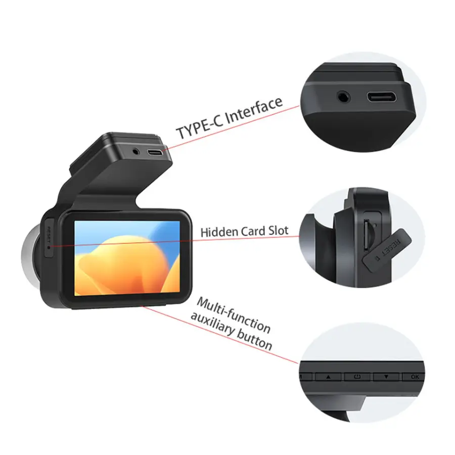 Carlover 3 Inch Dual Lens IPS Car Dash Cam 2K+1080P WIFI Night Vision G-sensor APP Control — image 4