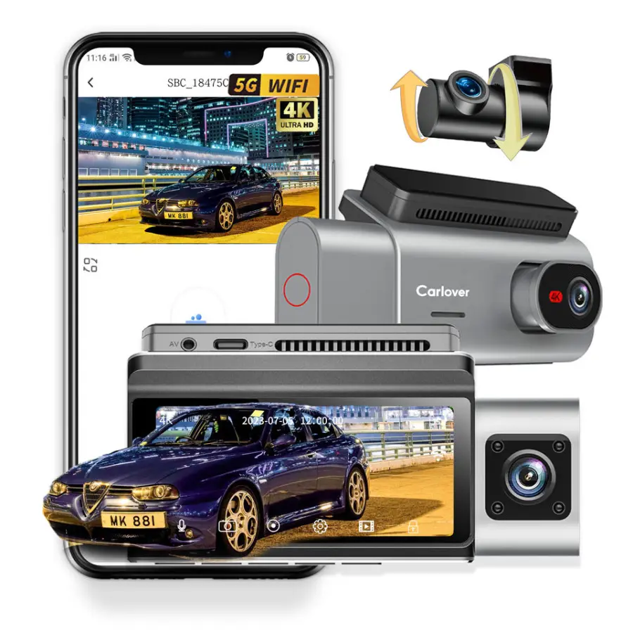 4K Dashcam WiFi 3.69-inch 3 Lens With Infrared Lens in Vehicle for No-light Night Vision — view 1