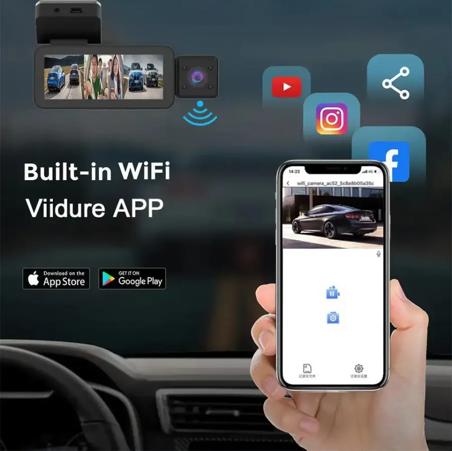 Carlover Hot Sale 3 Lens G-sensor Parking Mode 1080P WIFI Car DVR Black Box Dash Camera Video Recorder 1 Year Warranty — image 6