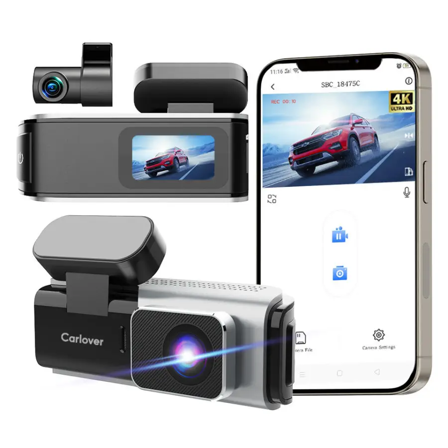 Car DashCam 4k WIFI Dual Lens Car Dash Cam 4k Front and Rear Dash Camera Dash Cam Front and Rear 4k Dash Camera for Cars — view 1