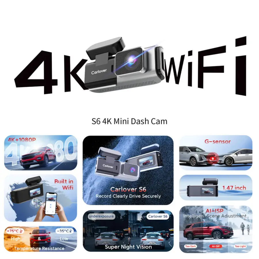 Car DashCam 4k WIFI Dual Lens Car Dash Cam 4k Front and Rear Dash Camera Dash Cam Front and Rear 4k Dash Camera for Cars — image 3