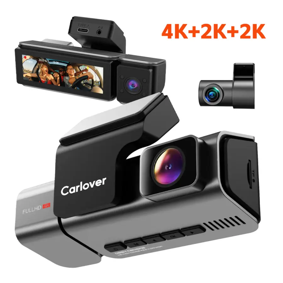 4k Dash Cam 3 Channel Ai Dash Cam Front and Rear Super Night Vision WiFi GPS Car DVR Recorder for Car — view 1