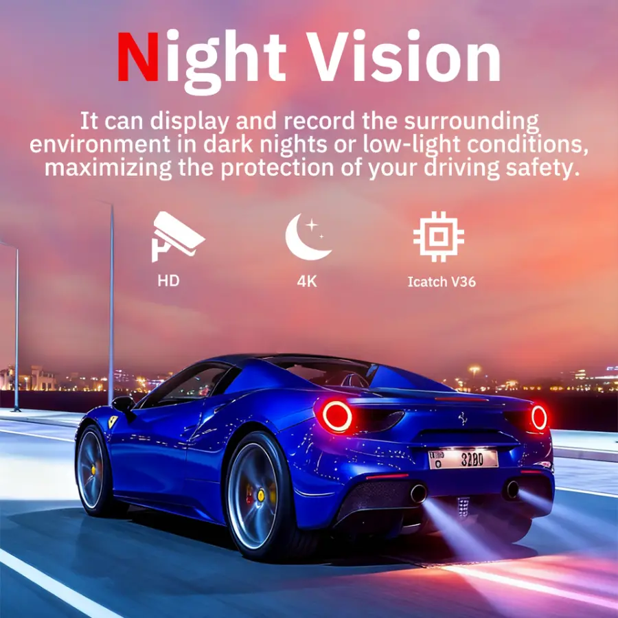 4k Dash Cam 3 Channel Ai Dash Cam Front and Rear Super Night Vision WiFi GPS Car DVR Recorder for Car — view 5