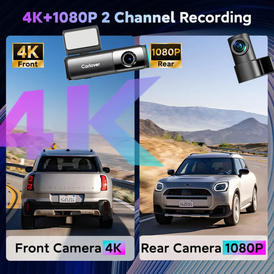 4K HDR Dash Cam Dual STARVIS 2 IMX678 4K+2K Front and Rear Car Camera HDR ADAS Voice Control 5G WiFi GPS 24H Parking Mod — view 4