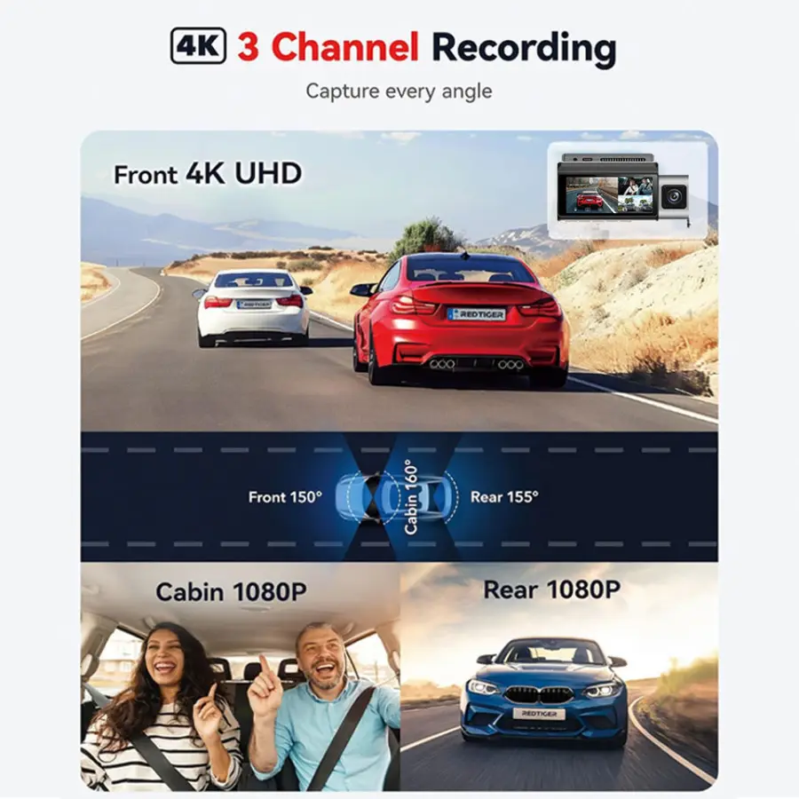 Car DVR 4K Dash Cam with Dual Lens Front/Rear Cameras 3.69 Inch Touch Screen Ultra Wide Angle Video Recorder for Cars — image 4