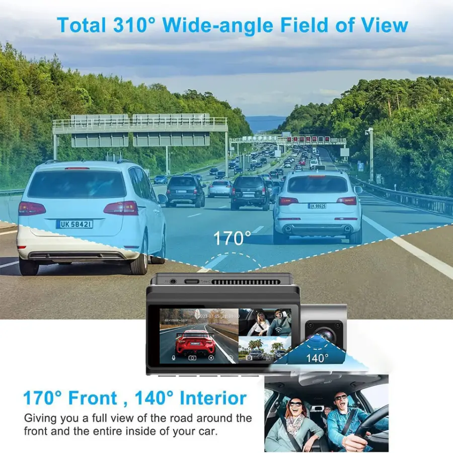 Car DVR 4K Dash Cam with Dual Lens Front/Rear Cameras 3.69 Inch Touch Screen Ultra Wide Angle Video Recorder for Cars — image 5