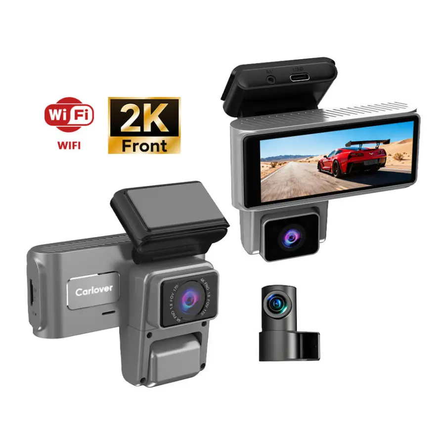 Dash Cam 3 Channel Car DVR HD 2k 3-Len Inside Dash Cam Three Way Camera DVR Recorder Video 3 Channel Dashcam — view 1