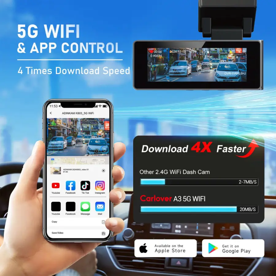 AI 4K+2K Dual Front and Rear Dash Camera Dash Cam 5G WiFi GPS Super Night Vision Loop Recording Car Dash Cam 4k Dashcam — view 3