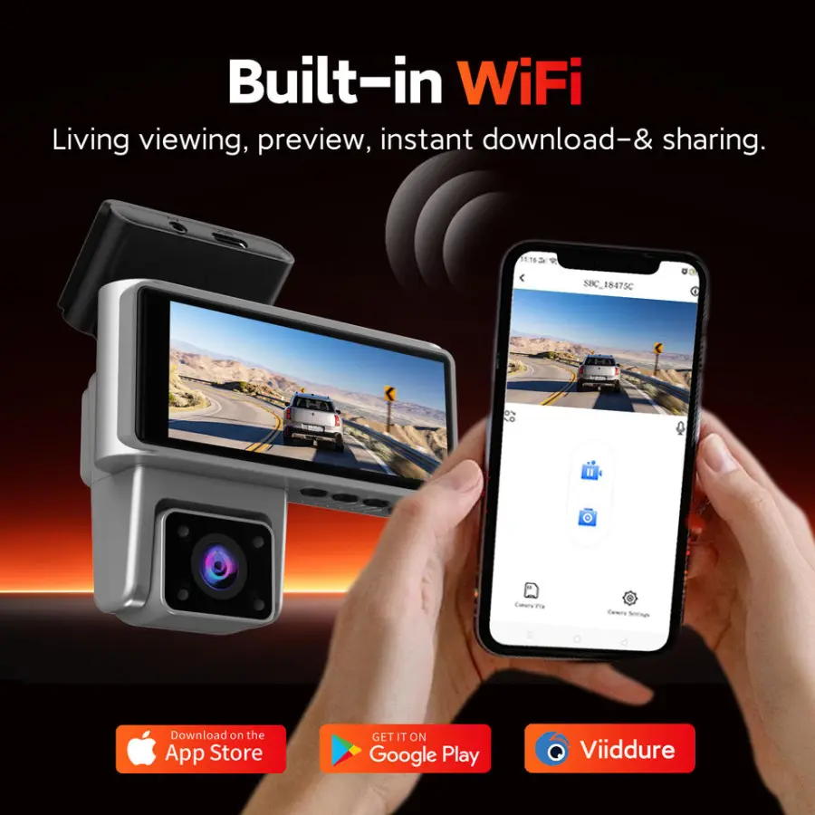 Car Dash Cam 2k Rear View Mirror Camera Wifi Dashcam 3 Channel DashCam WiFi 2k Front and Rear Dashcam for Car — view 4