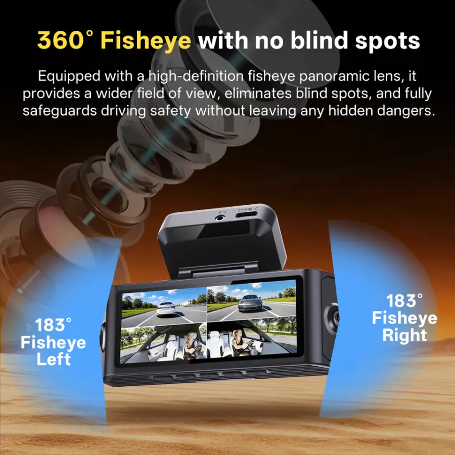 A10Pro 4-Channel Ultra HD 4k Dash Cam All-round Perspective Car Camera 4K Night Vision Loop Recording Dashcam for Car — view 3