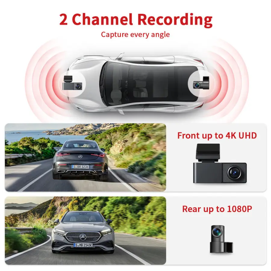 Carlover 1.97 Inch 4K Dashcam Dual Lens Night Vision Car DVR Black Box WiFi Car Camera 4K Dash Cam — view 4