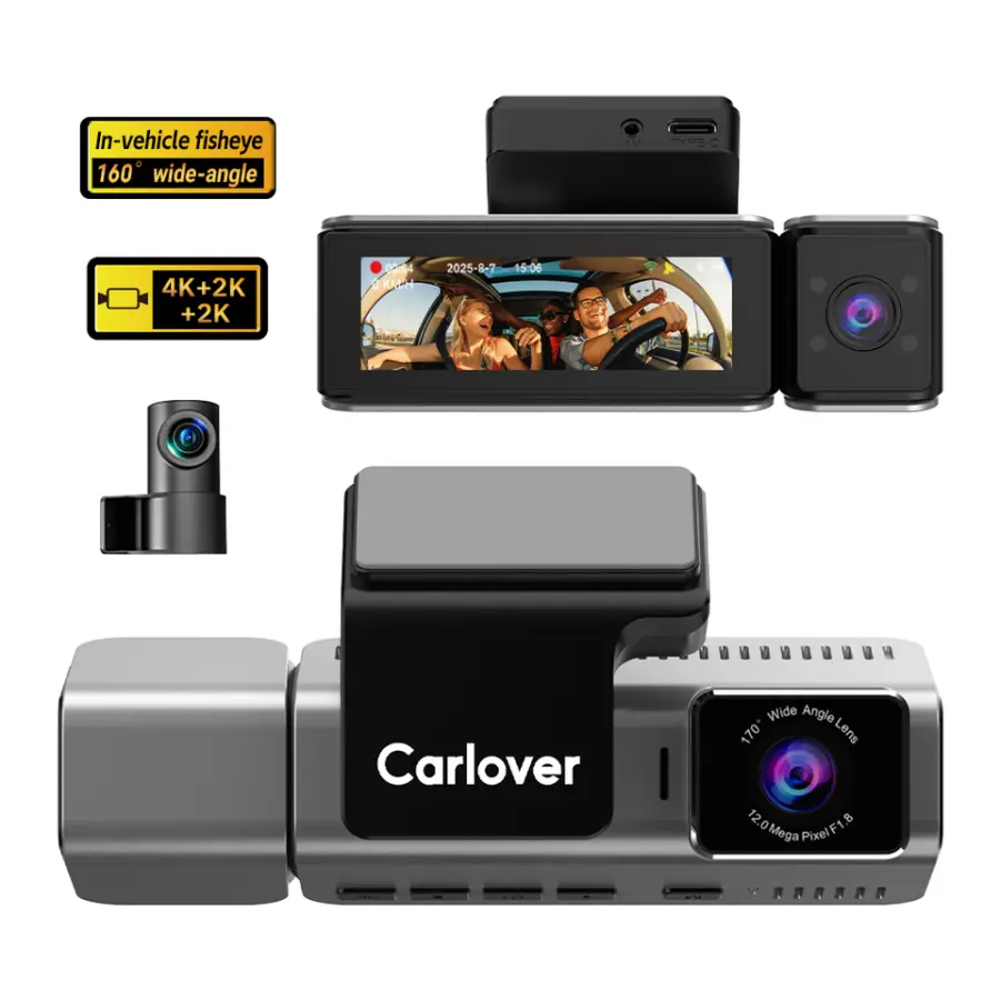 4k+2k+2k 3 Channel Dashcam Wifi GPS Mirror Dashcam 4k Front and Rear Camera Dashcam 4k Car Dvr 4k Dashcam for Car — view 1