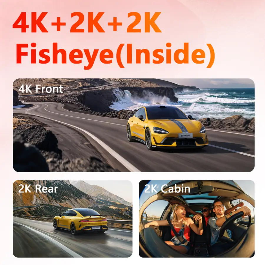 4k+2k+2k 3 Channel Dashcam Wifi GPS Mirror Dashcam 4k Front and Rear Camera Dashcam 4k Car Dvr 4k Dashcam for Car — view 3