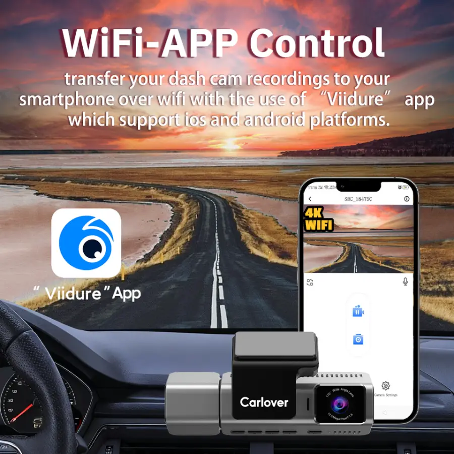 4k+2k+2k 3 Channel Dashcam Wifi GPS Mirror Dashcam 4k Front and Rear Camera Dashcam 4k Car Dvr 4k Dashcam for Car — view 6