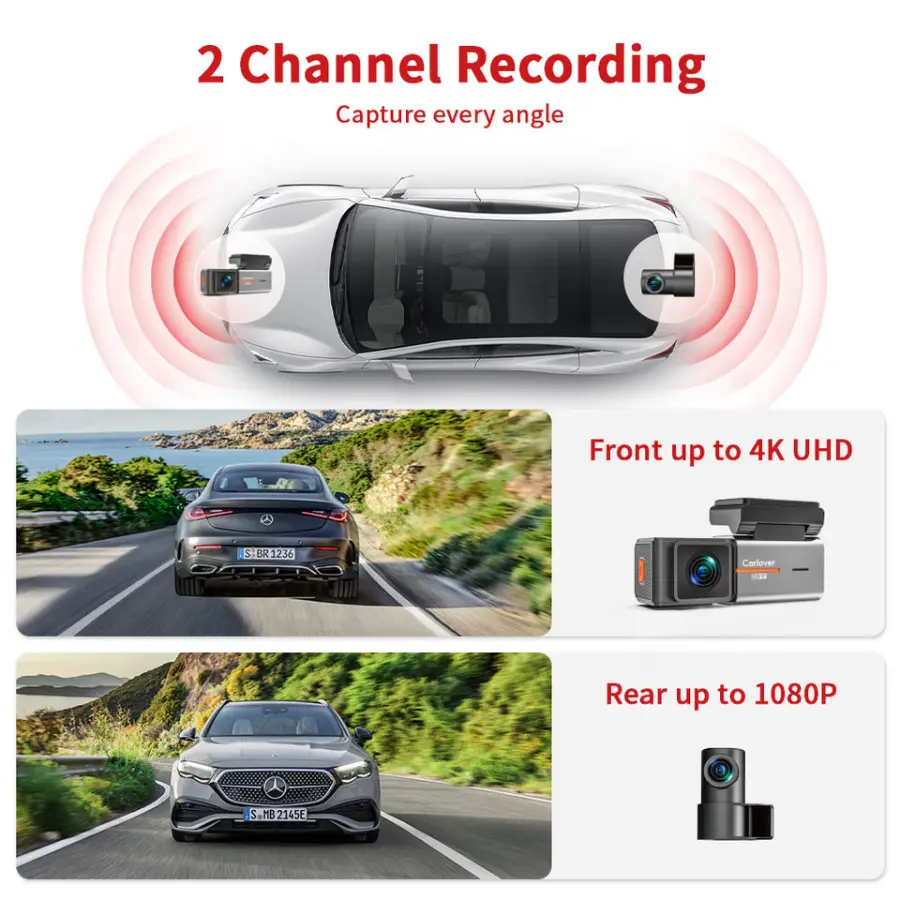4k Dual Dashcam Car Dvr 4K WiFi Dash Cam Front and Rear 4k Camera Driving Recorder Dash Dash Camera for Cars — view 3