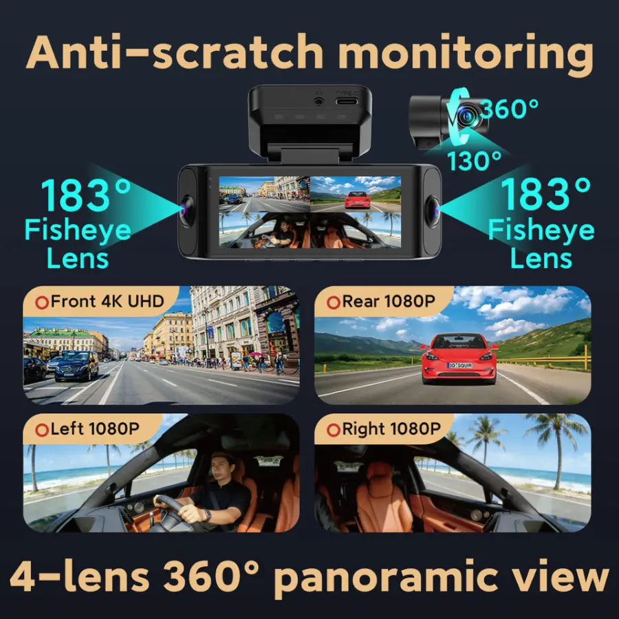4-Channel 5G Dash Cam 4K UHD Recording Night Vision G-Sensor 4k Dashcam Recorder 1080p Night Vision Car Dvr Dash Cam — view 3