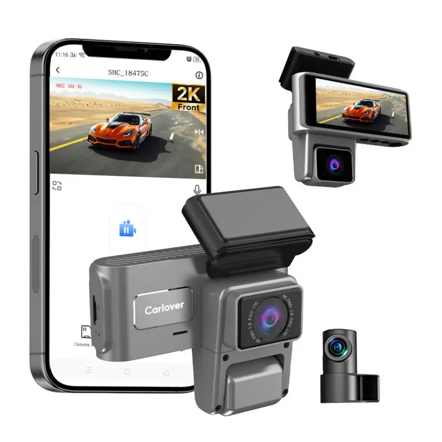 Car Dash Cam 2k 1080p Rear View Mirror Camera Wifi Dashcam 3 Channel DashCam WiFi 2k Front and Rear Dash Camera Dashcam — view 1