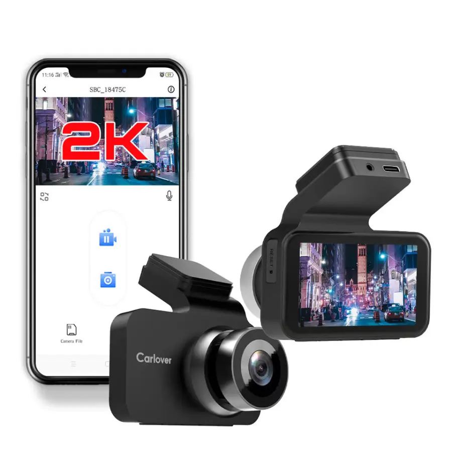 Carlover Hot Sale Front 2K Rear 1080p Resolution FHD Car Dual Lens Camera Loop Recording Dash Black Box — view 1