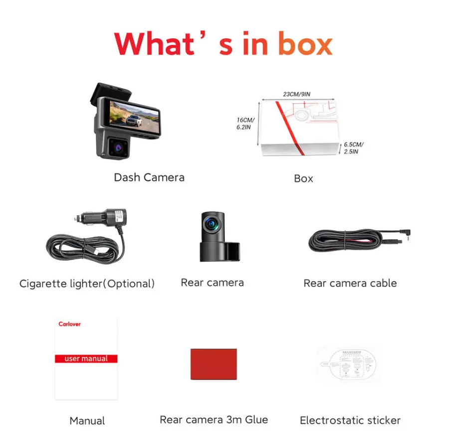 Car Dash Cam 2k 1080p Rear View Mirror Camera Wifi Dashcam 3 Channel DashCam WiFi 2k Front and Rear Dash Camera Dashcam — view 6