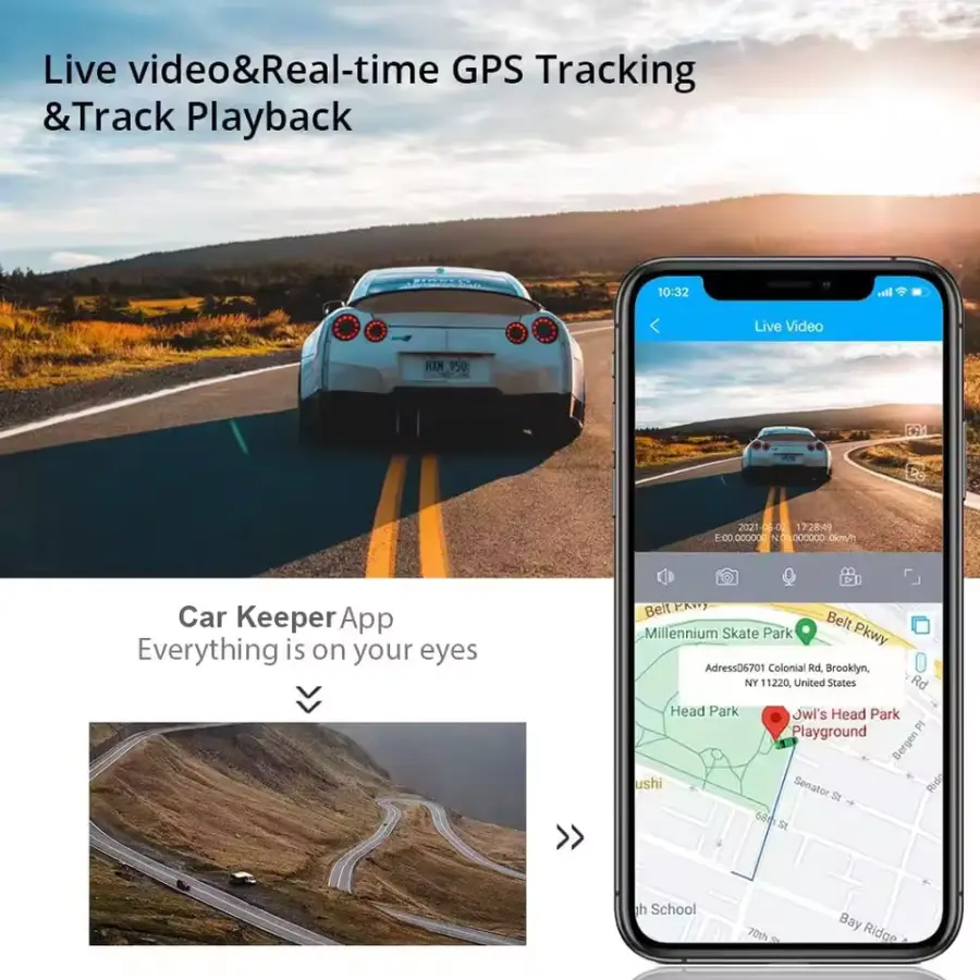 Carlover 3 Inch IPS Touch Screen Car Dashcam DVR 4G GPS WIFI 2CH FHD Recording Dash Cam Front and Back — view 4